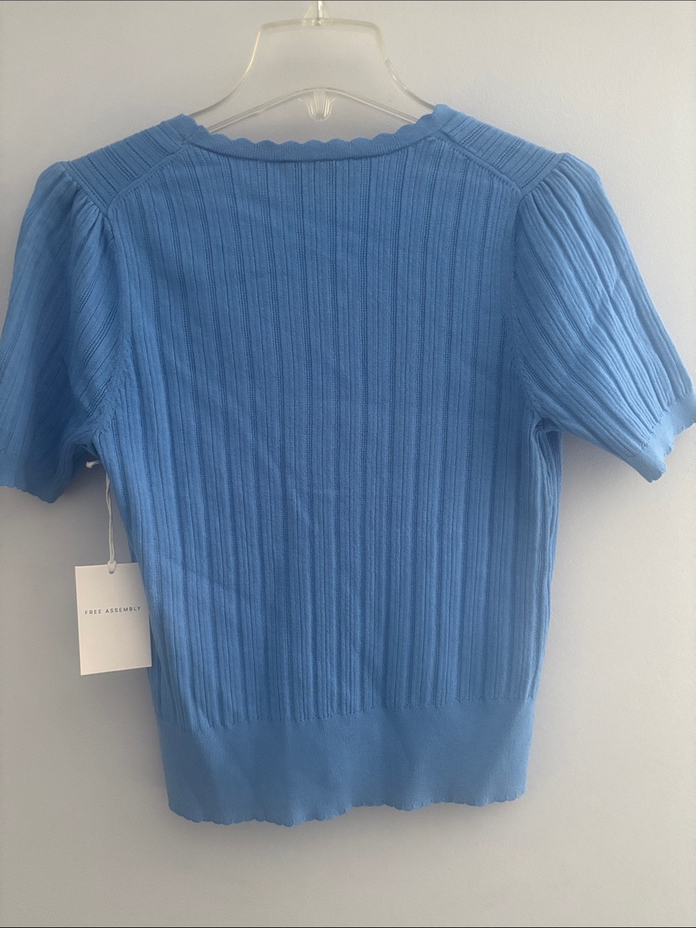 Free Assembly Sky Blue Ribbed V-Neck Button Cardigan - Picture 4 of 4